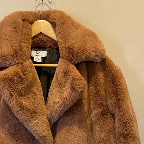 Magaschoni Camel Faux Fur Coat S - Picture 4 of 6